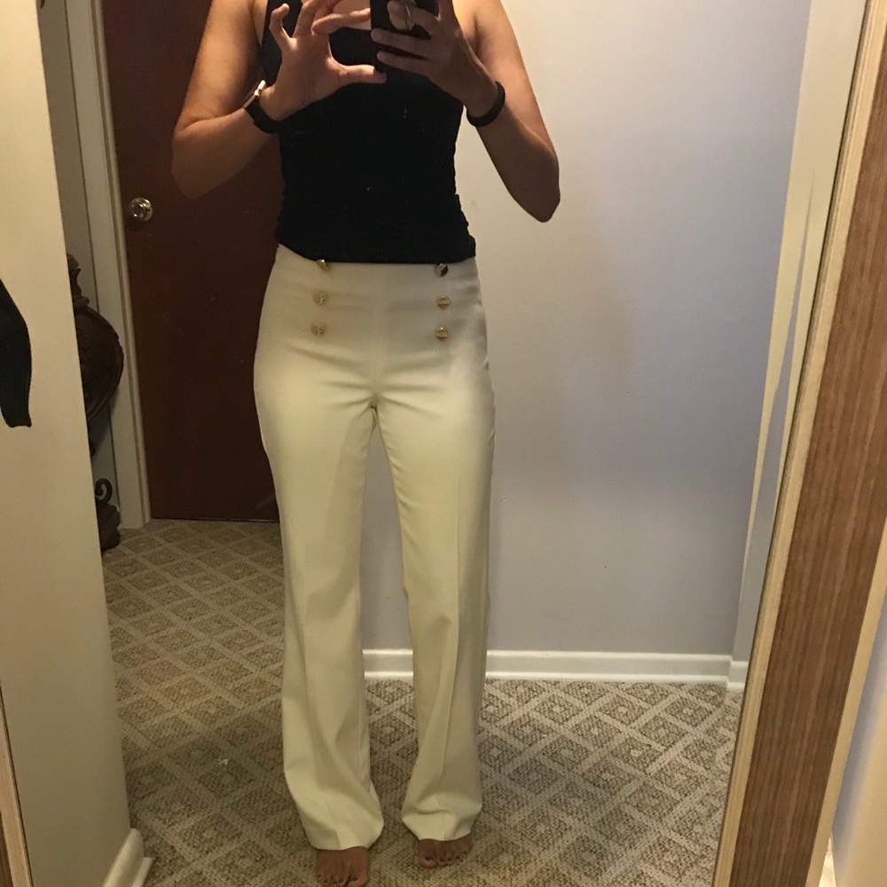 The Limited High waisted flare ivory sailor pants